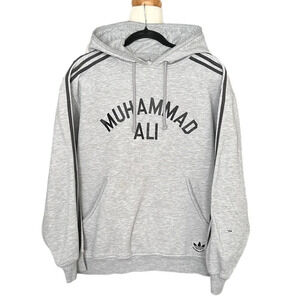 ADIDAS Muhammad Ali Sweatshirt Iconic Gray & Black Graphic Hoodie, Size S